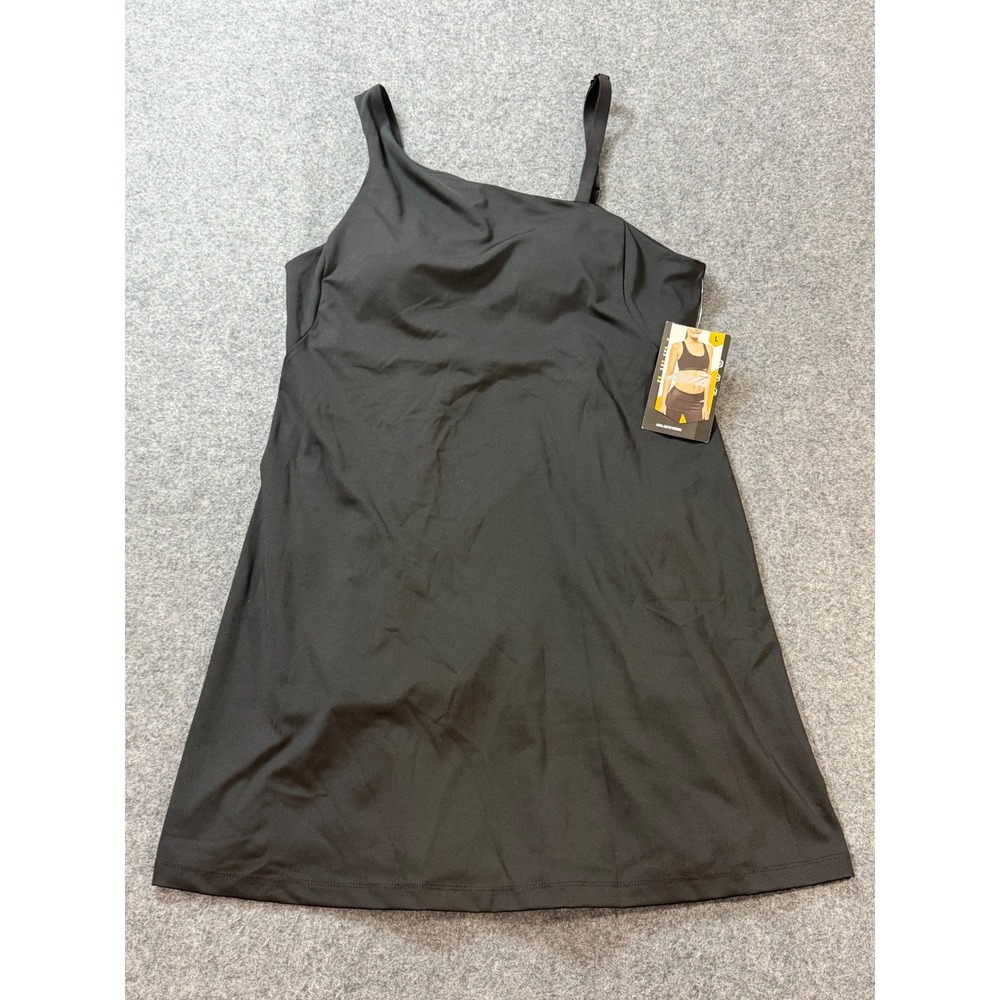 Avia Asymmetrical Dress Women L Black New Asym Built-in Shorts Pocket